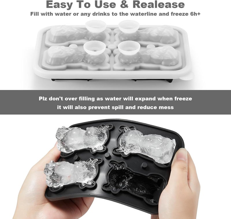 ACOOKEE 3D Highland Cow Ice Cube Tray Fun Shapes, Novelty Highland Cow Gifts, Holiday Stocking Stuffers for Men Women, Cute Highland Cattle Ice Mold for Whiskey,Cocktail,Bourbon - Image 5